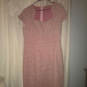 Elegant Pink Tweed Dress
